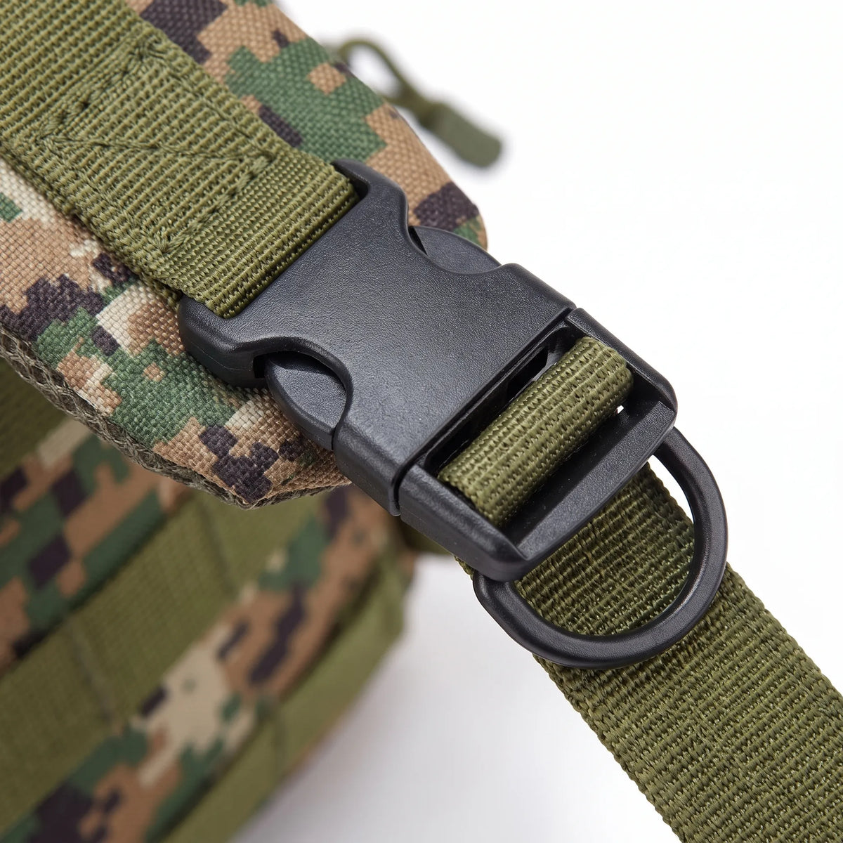 Tactical backpack with modular webbing, multiple compartments and padded straps