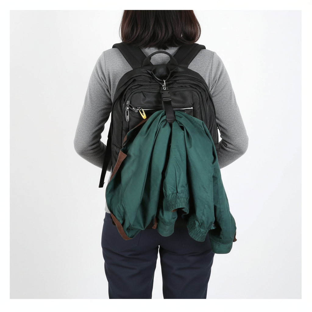 Adjustable backpack strap with quick-release nylon fastener