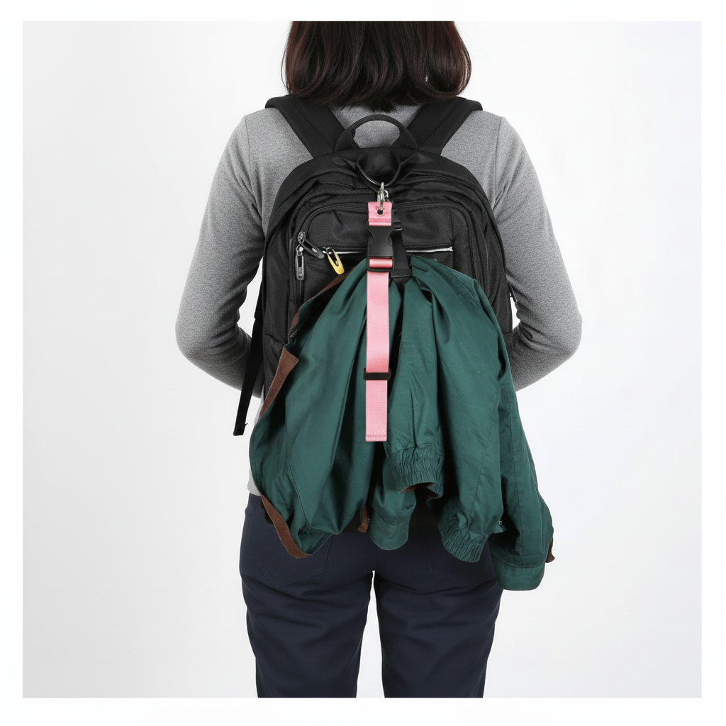 Adjustable backpack strap with quick-release nylon fastener