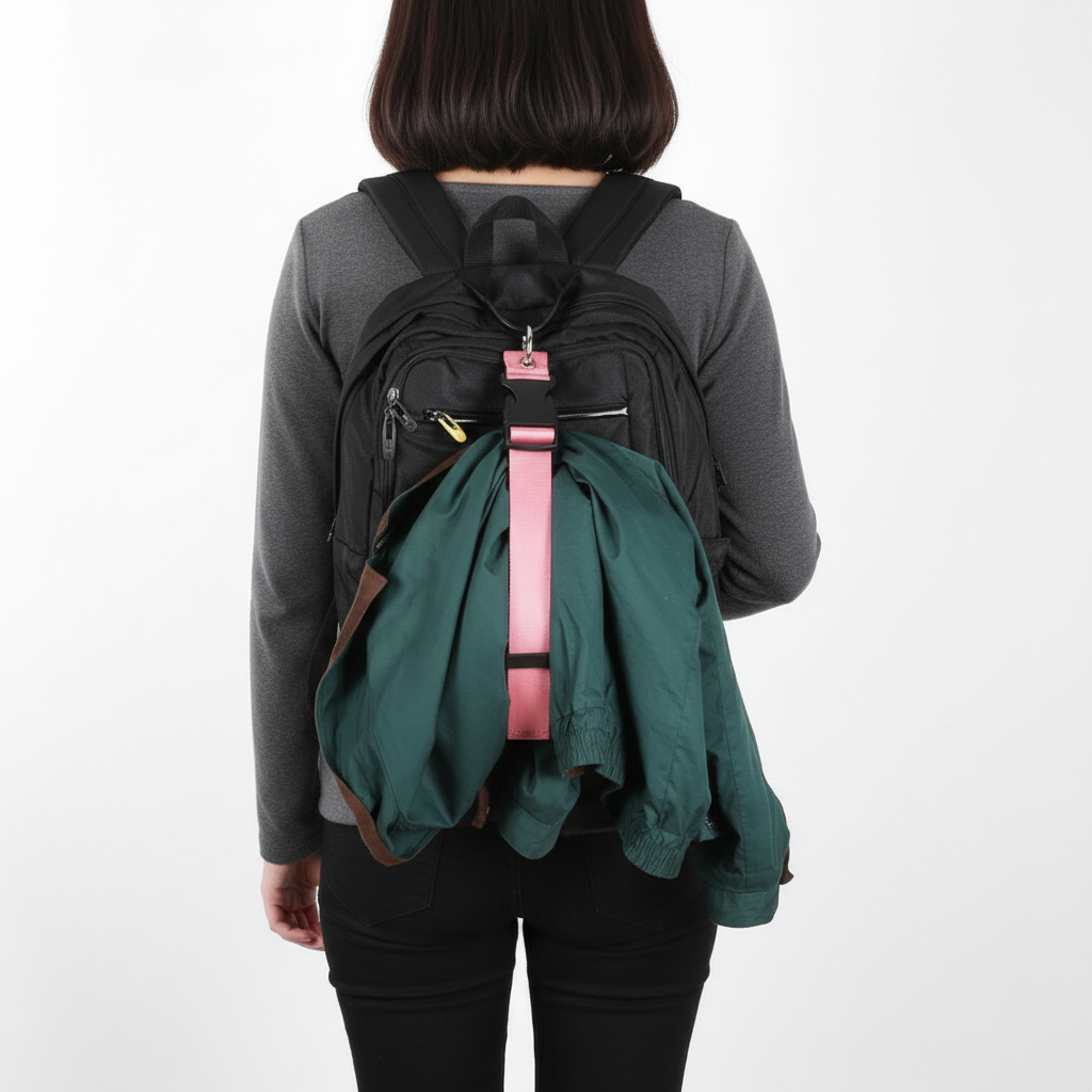 Adjustable backpack strap with quick-release nylon fastener
