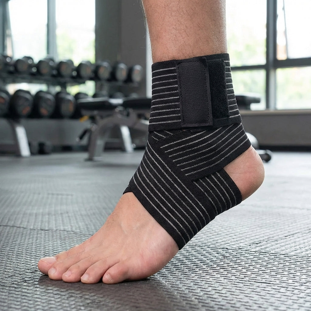 Adjustable ankle support wrap with targeted compression and breathable design