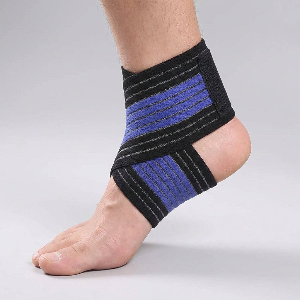 Adjustable ankle support wrap with targeted compression and breathable design