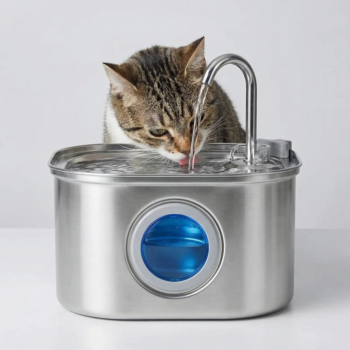Automatic pet water fountain stainless steel with integrated filter system