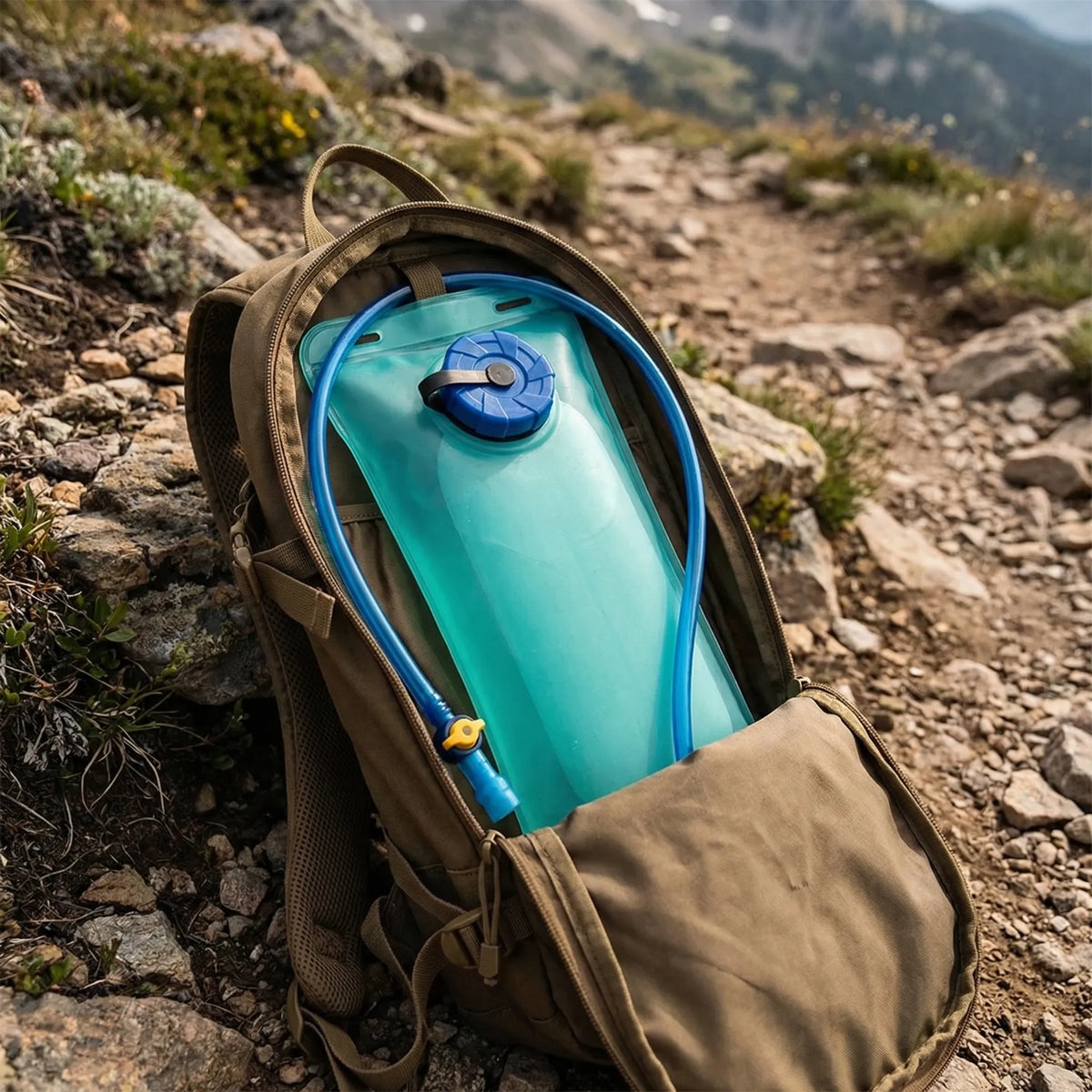 Hydration bladder with flexible drinking tube and bite valve