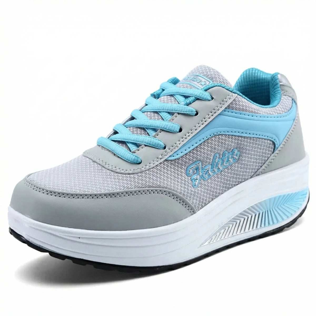 Womens platform sneakers two-tone with rocker sole