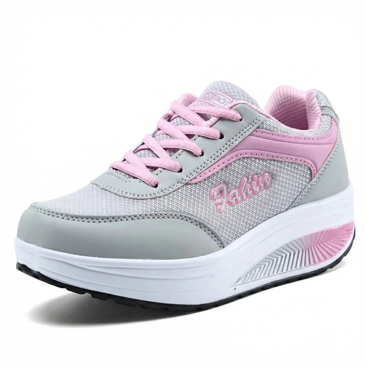 Womens platform sneakers two-tone with rocker sole
