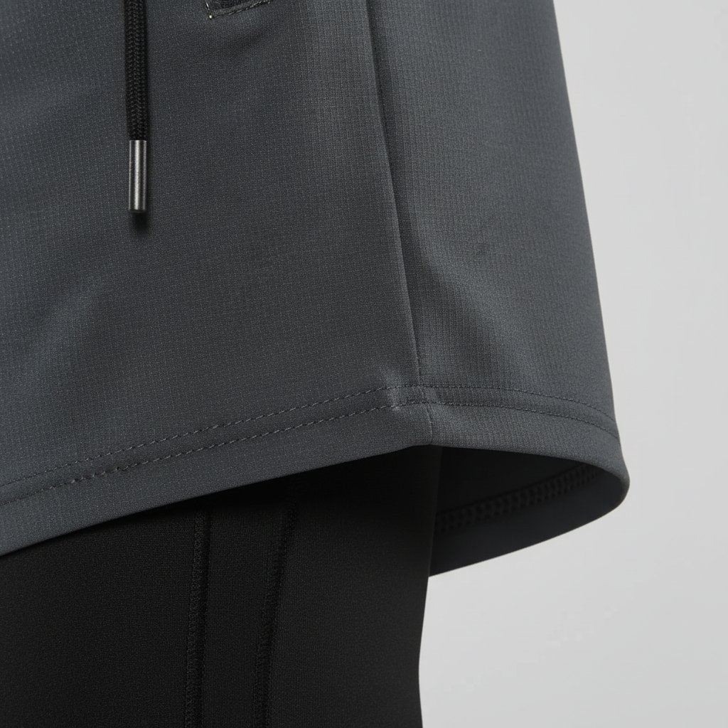 Men's two-in-one training pants with compression layer and outer shorts