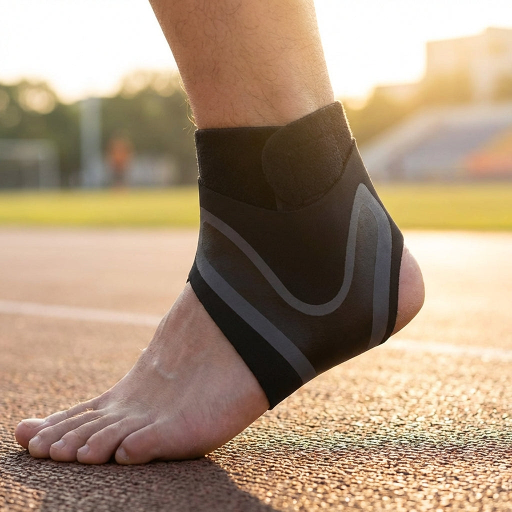 Low-profile ankle compression sleeve with adjustable support