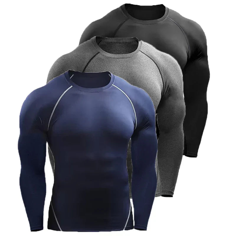 Men's long sleeve compression top with moisture-wicking technology