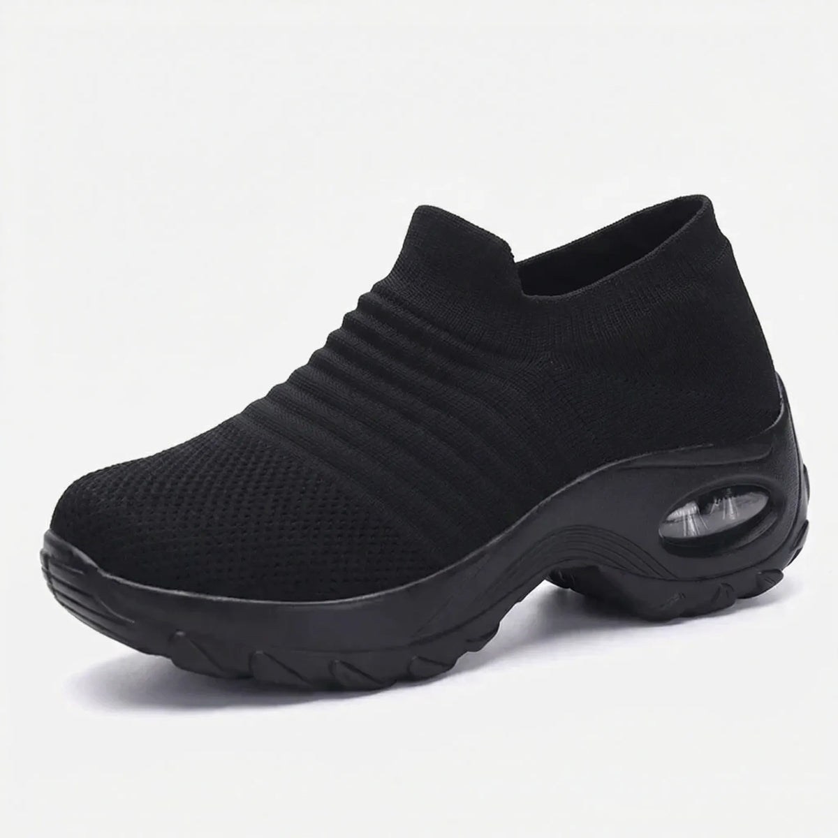 Women's slip-on trainer with padded platform sole and breathable mesh