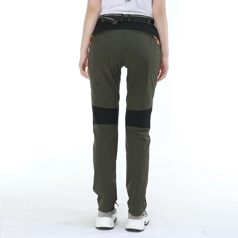 Women's water-repellent ripstop hiking pants with reinforced knees