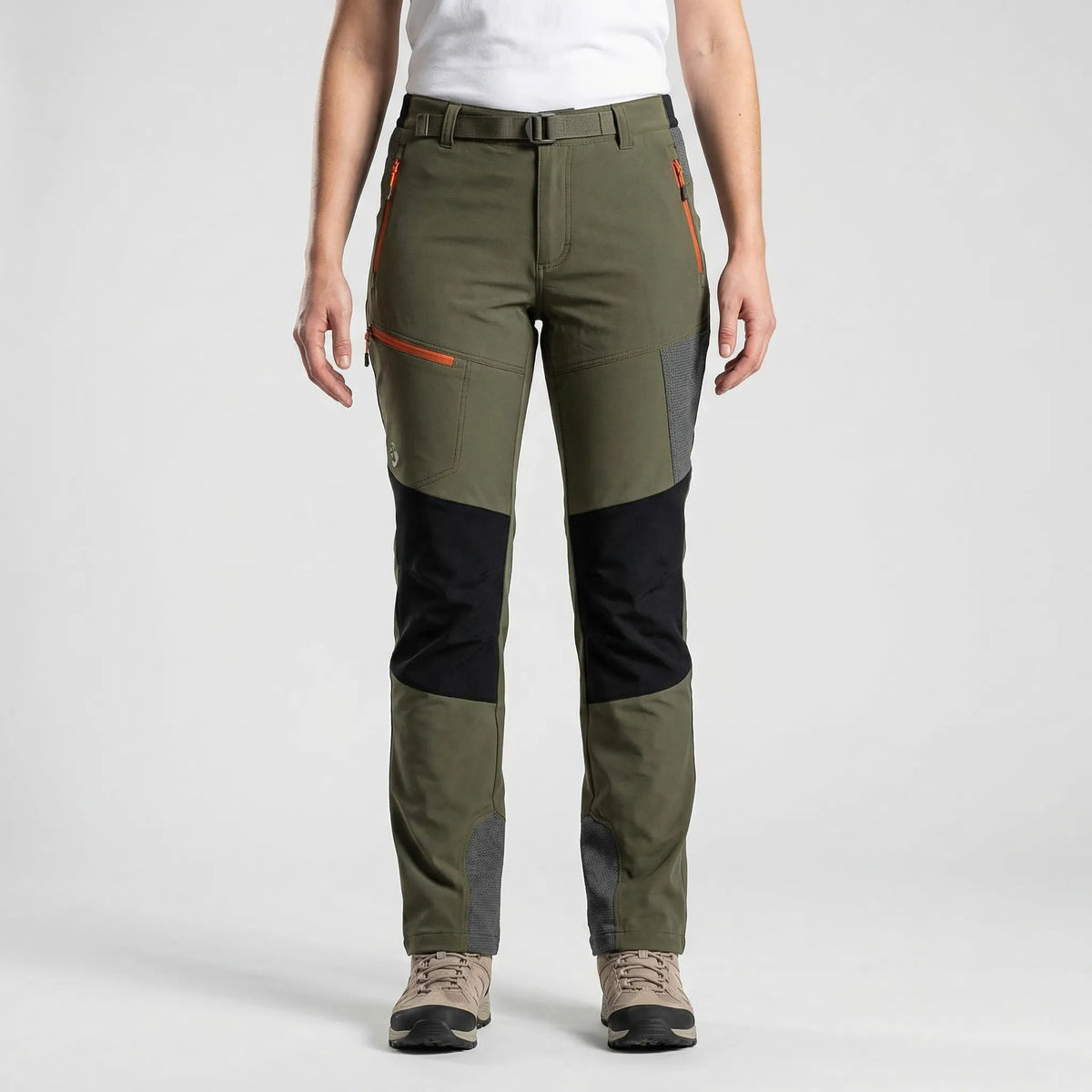 Women's water-repellent ripstop hiking pants with reinforced knees