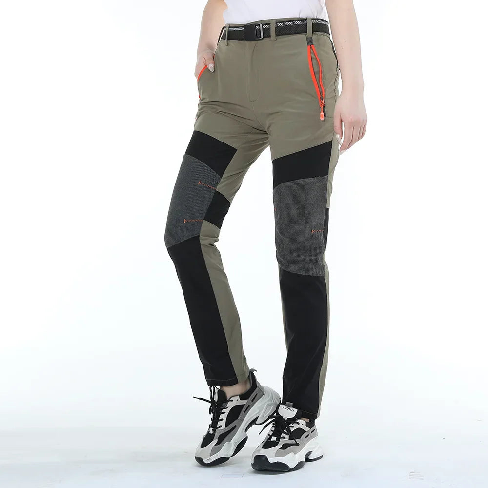 Women's water-repellent ripstop hiking pants with reinforced knees