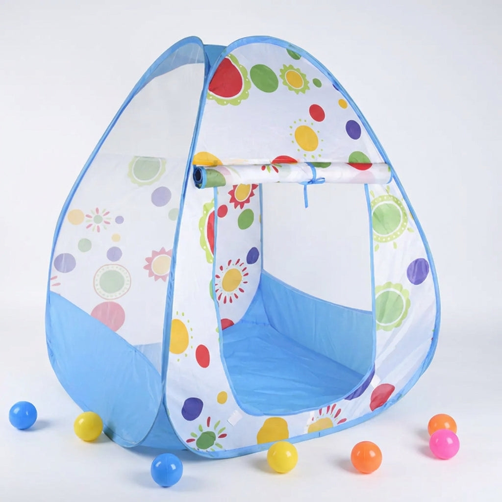 Kids pop-up play tent with sunflower print and padded floor