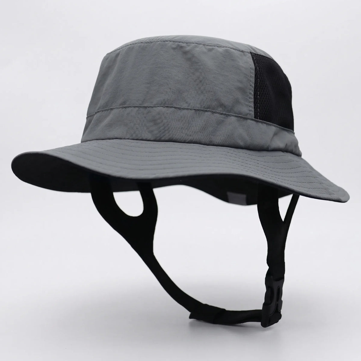 Mesh bucket hat with UPF50+ sun rating and adjustable chin strap