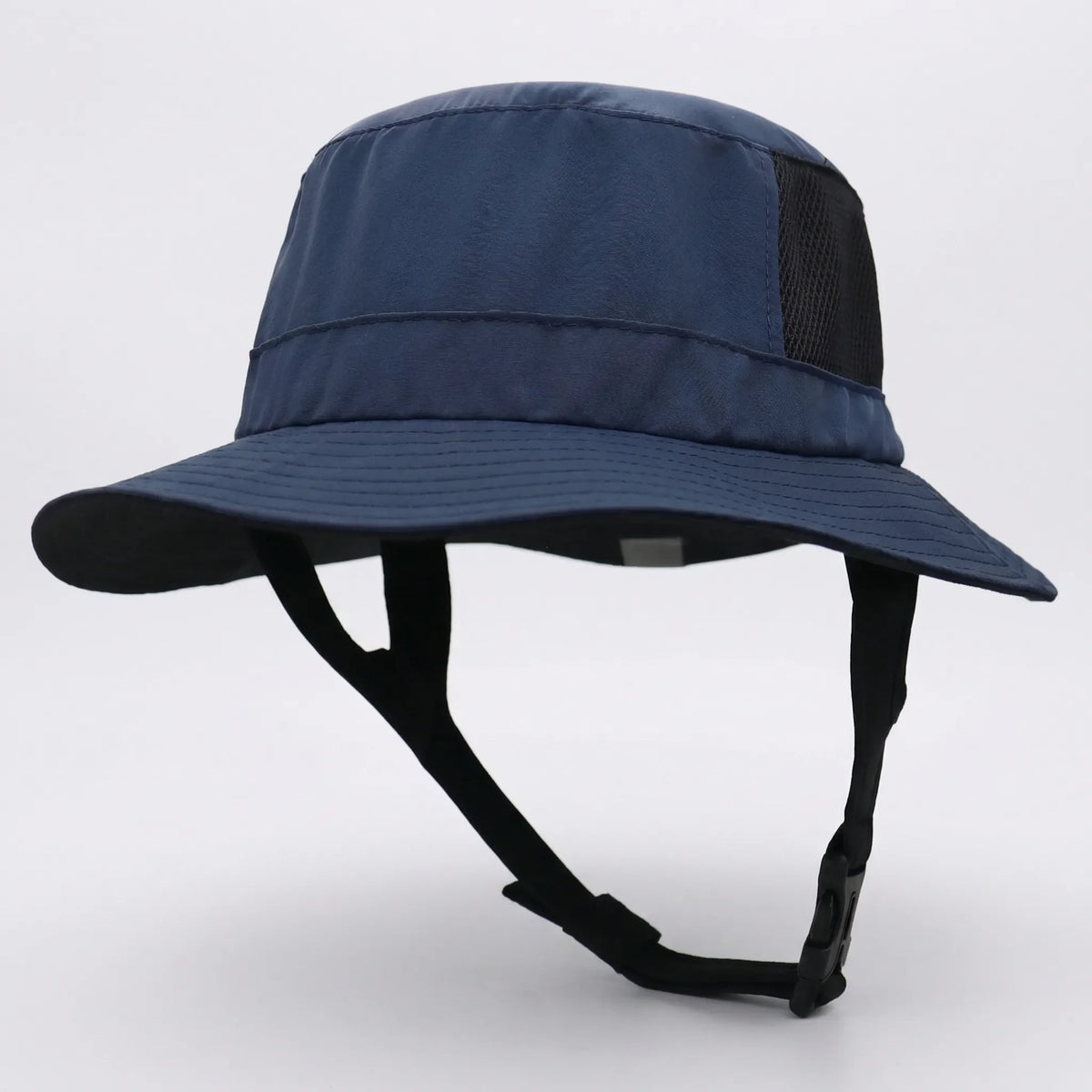 Mesh bucket hat with UPF50+ sun rating and adjustable chin strap