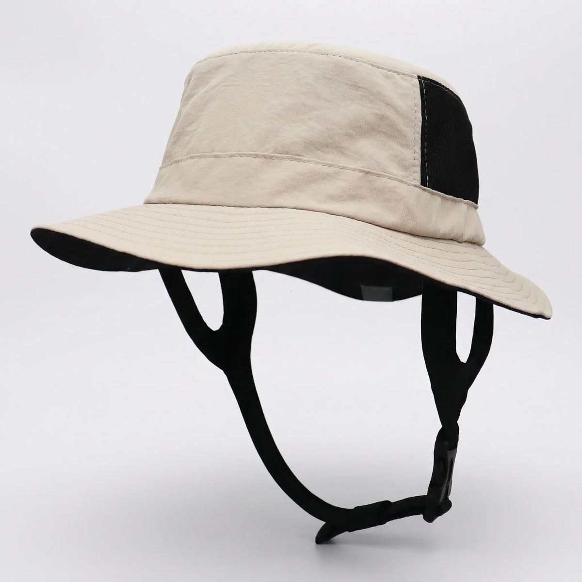 Mesh bucket hat with UPF50+ sun rating and adjustable chin strap
