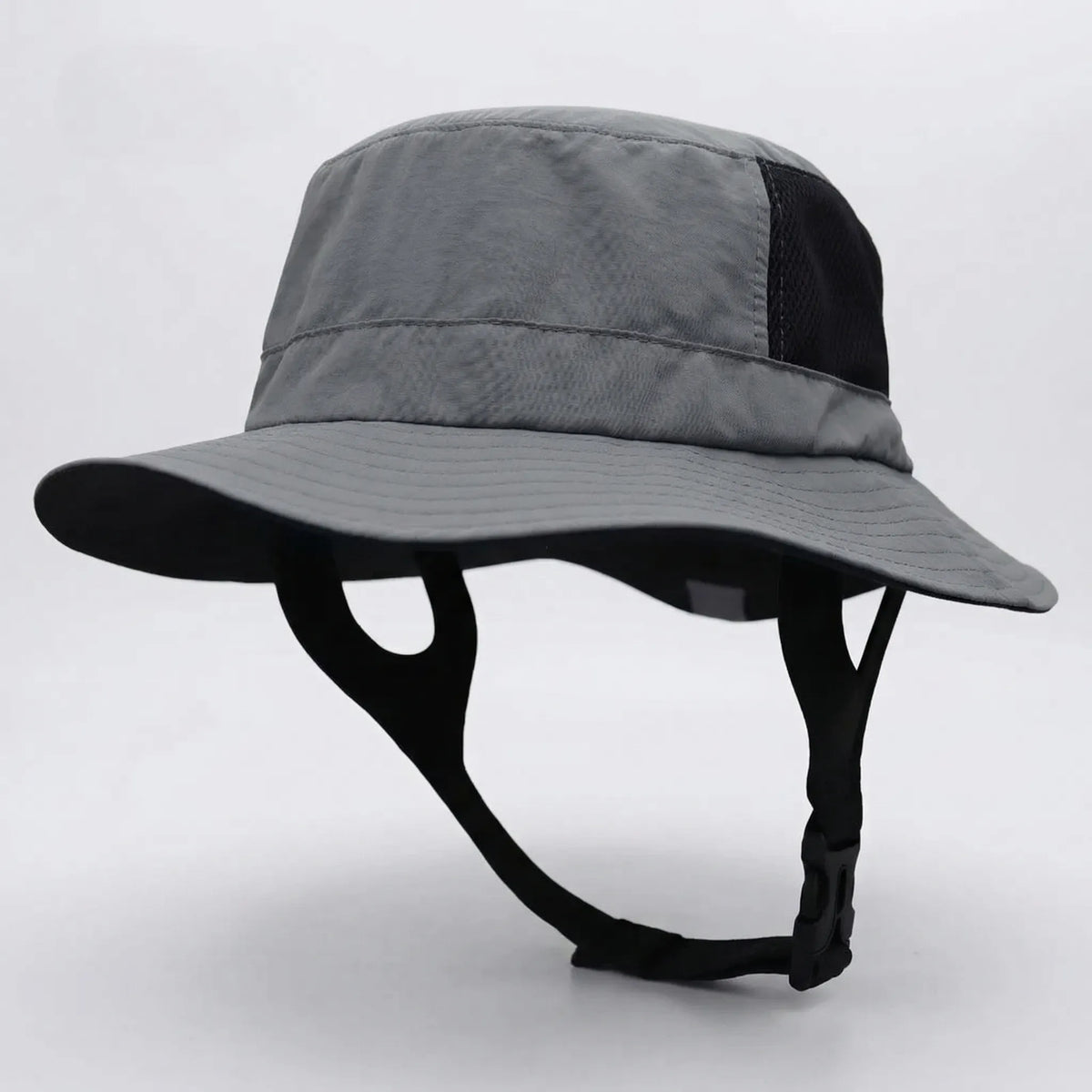 Mesh bucket hat with UPF50+ sun rating and adjustable chin strap
