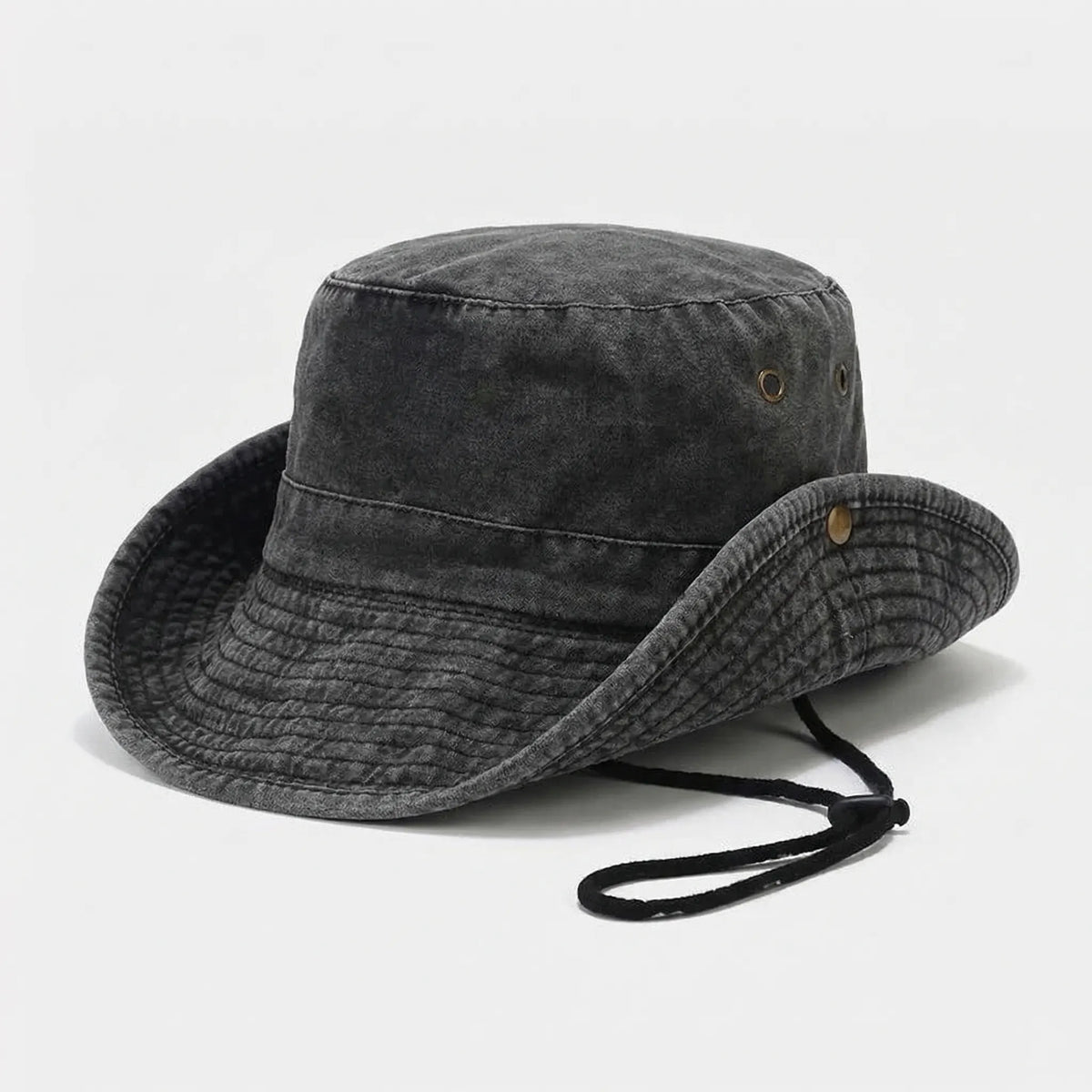 Unisex denim bucket hat with structured brim for all seasons