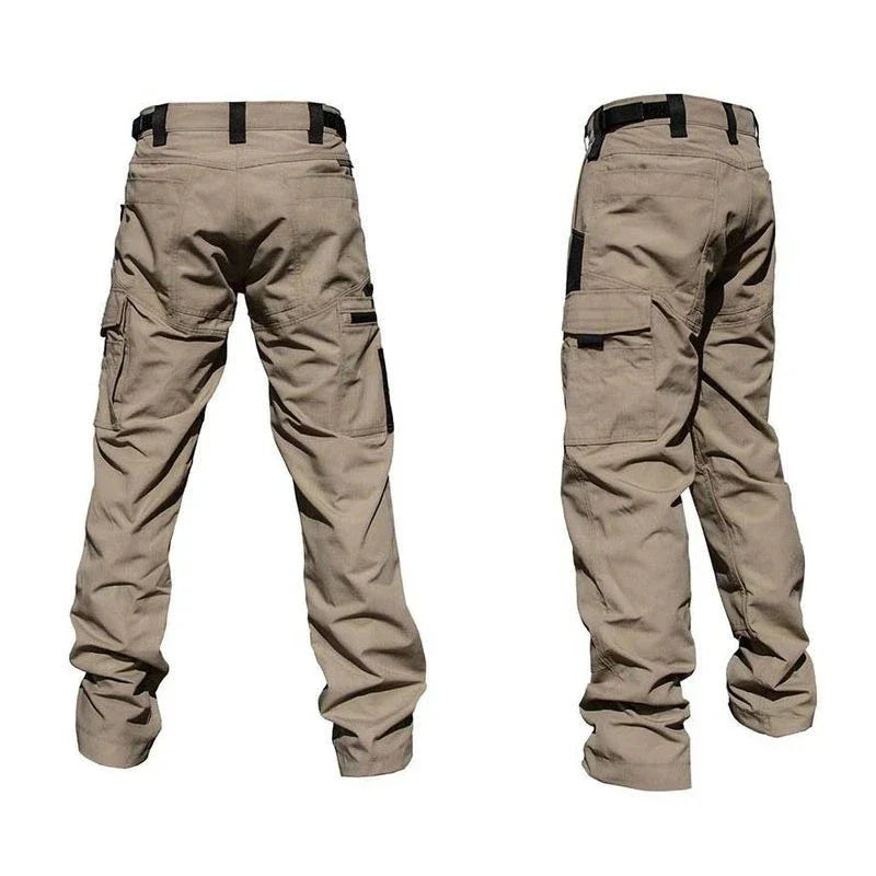 Men's cargo trousers with multiple utility pockets and tactical straight-leg design