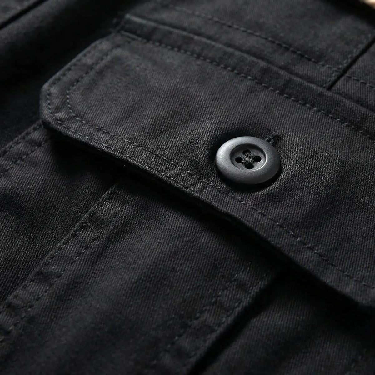Men's tactical cargo trousers with multiple buttoned pockets relaxed straight-leg fit