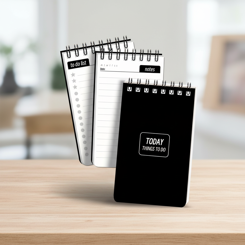 Compact A7 pocket notepad with top spiral binding and lined pages