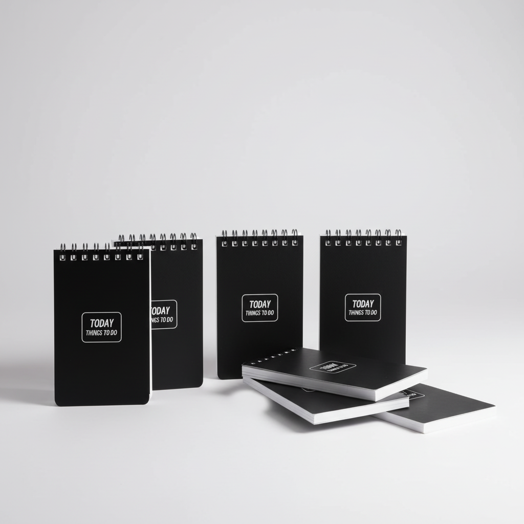 Compact A7 pocket notepad with top spiral binding and lined pages