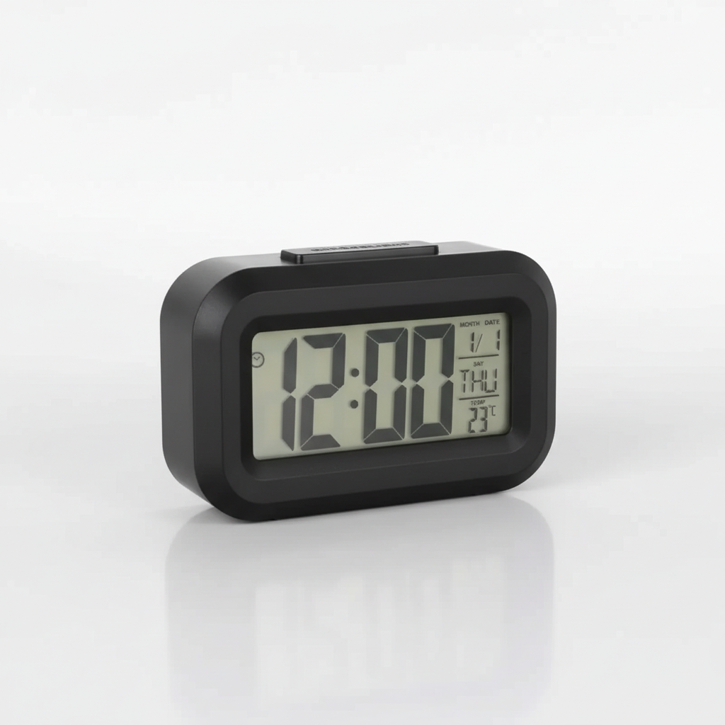 Large LED digital alarm clock with calendar date temperature display