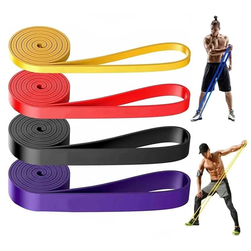 Heavy-duty resistance loops with four progressive tension levels for home gym training