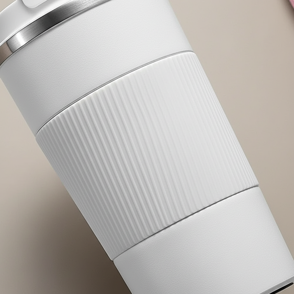 Double wall stainless steel vacuum travel mug with leak-proof lid