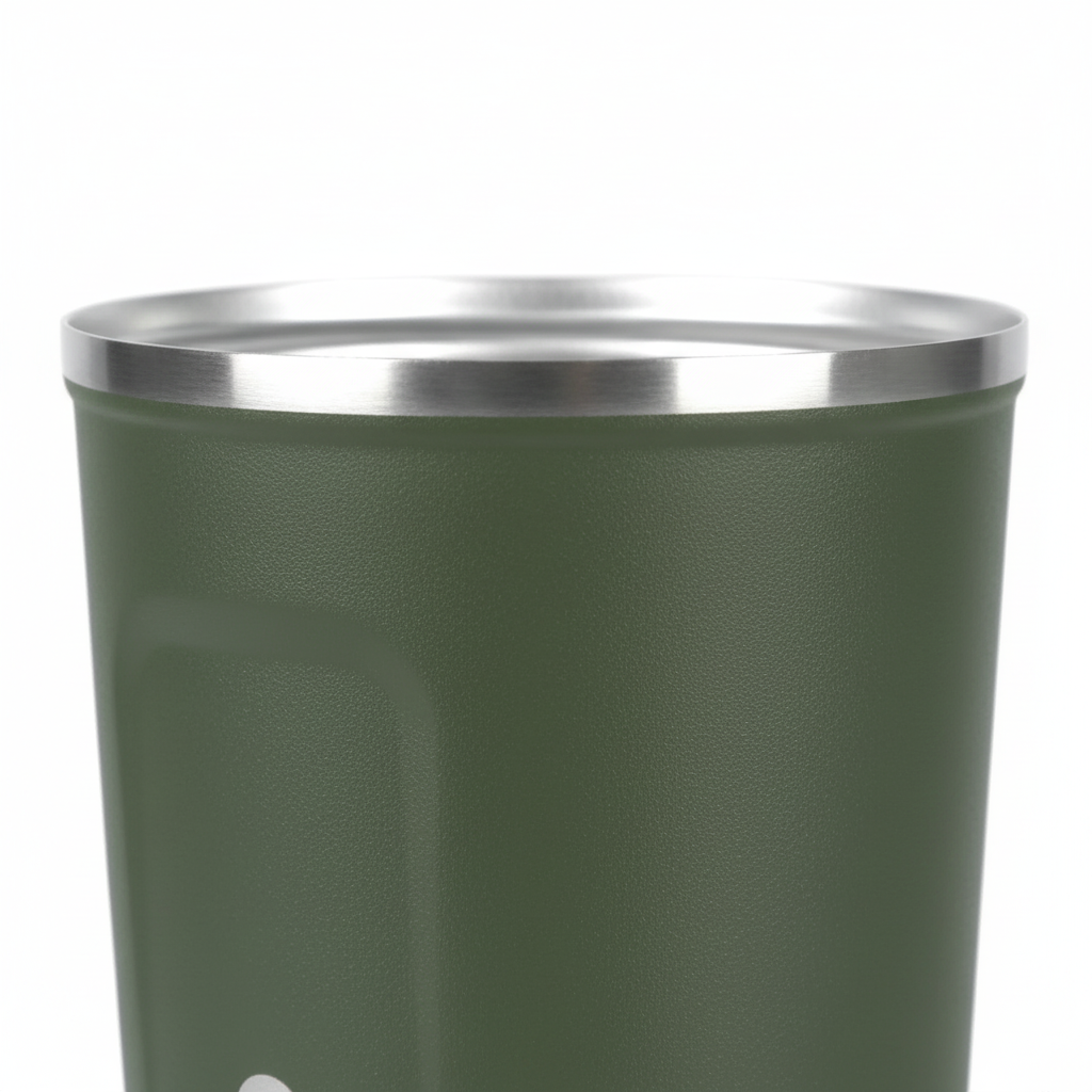 Insulated stainless steel travel mug with leak-resistant lid
