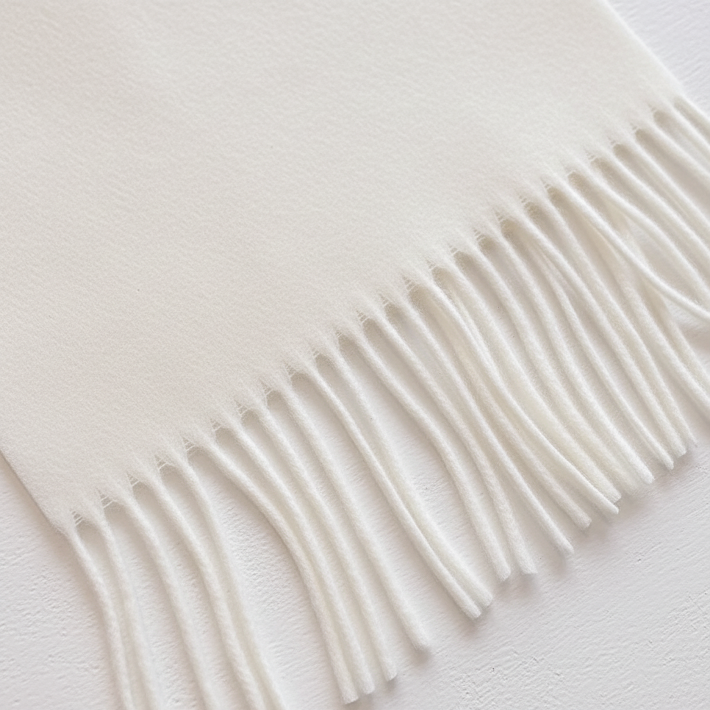 Soft thick winter scarf with fringe and brushed polyester finish