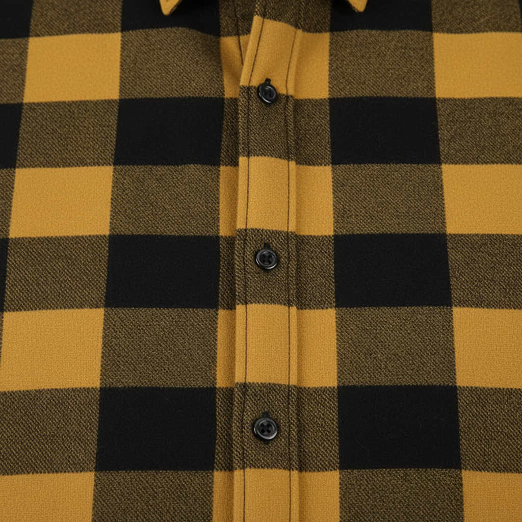 Men's fleece lined check flannel overshirt with long sleeves