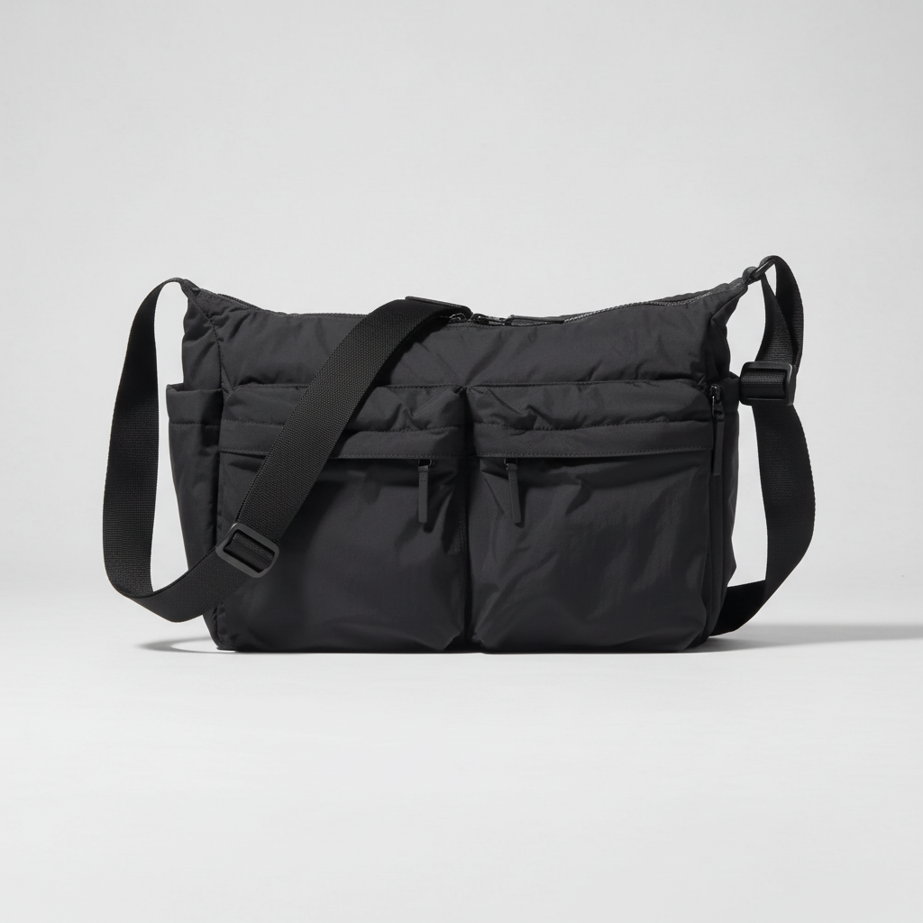 Thickened nylon messenger bag with padded laptop compartment