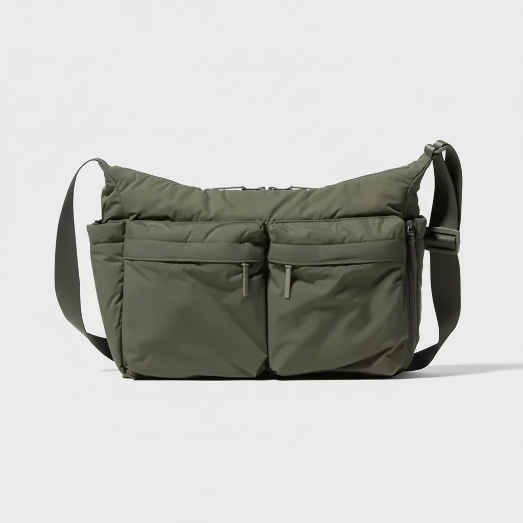 Thickened nylon messenger bag with padded laptop compartment