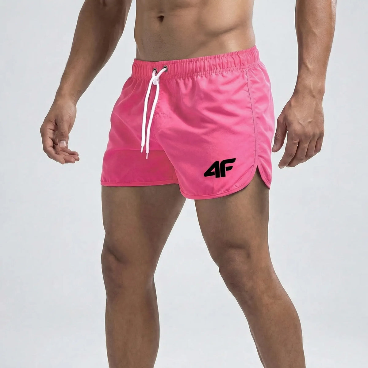 Men's short quick-dry swim shorts with adjustable drawstring