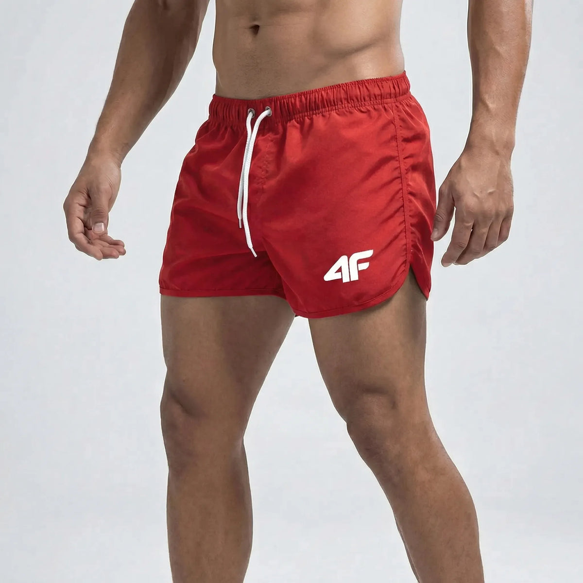 Men's short quick-dry swim shorts with adjustable drawstring