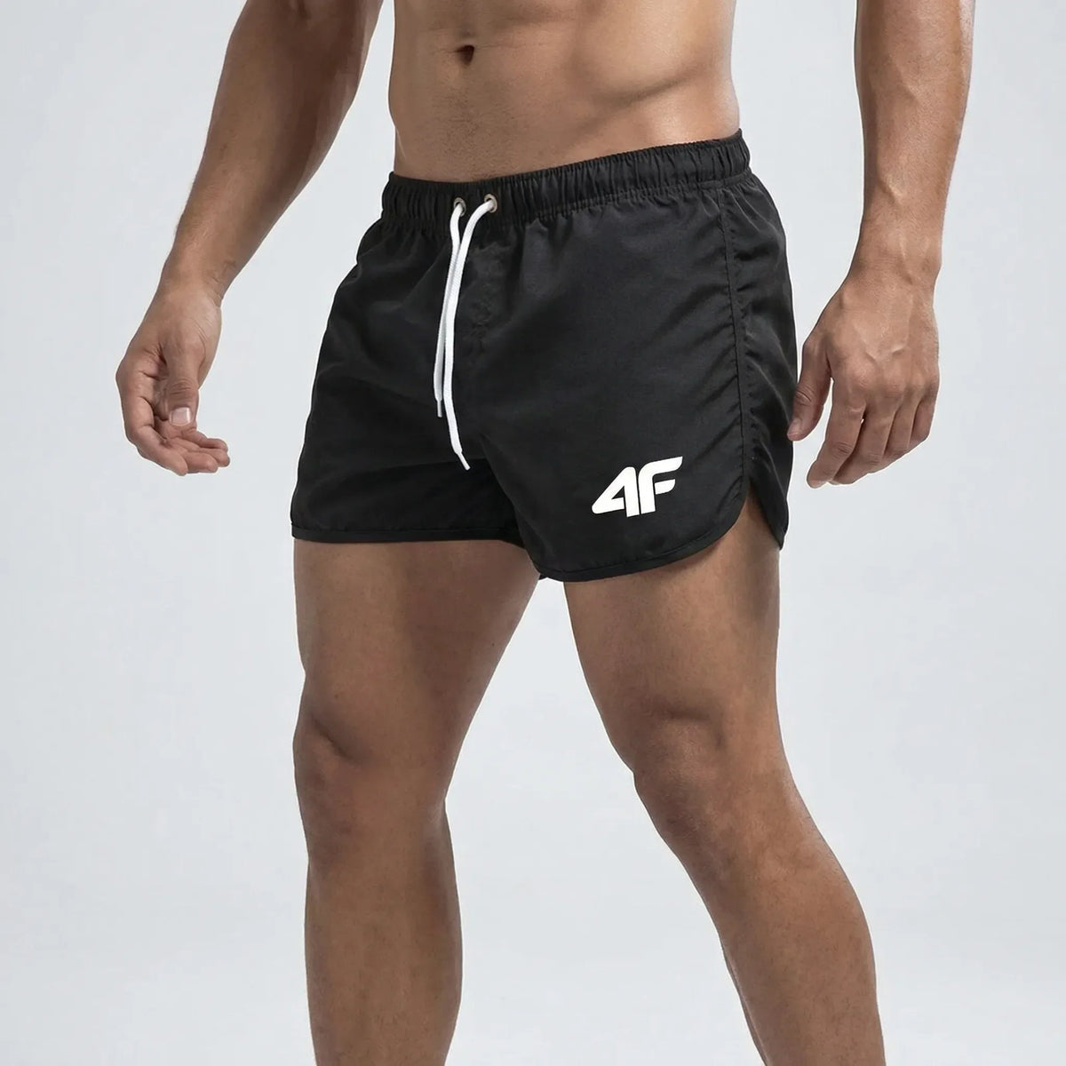 Men's short quick-dry swim shorts with adjustable drawstring