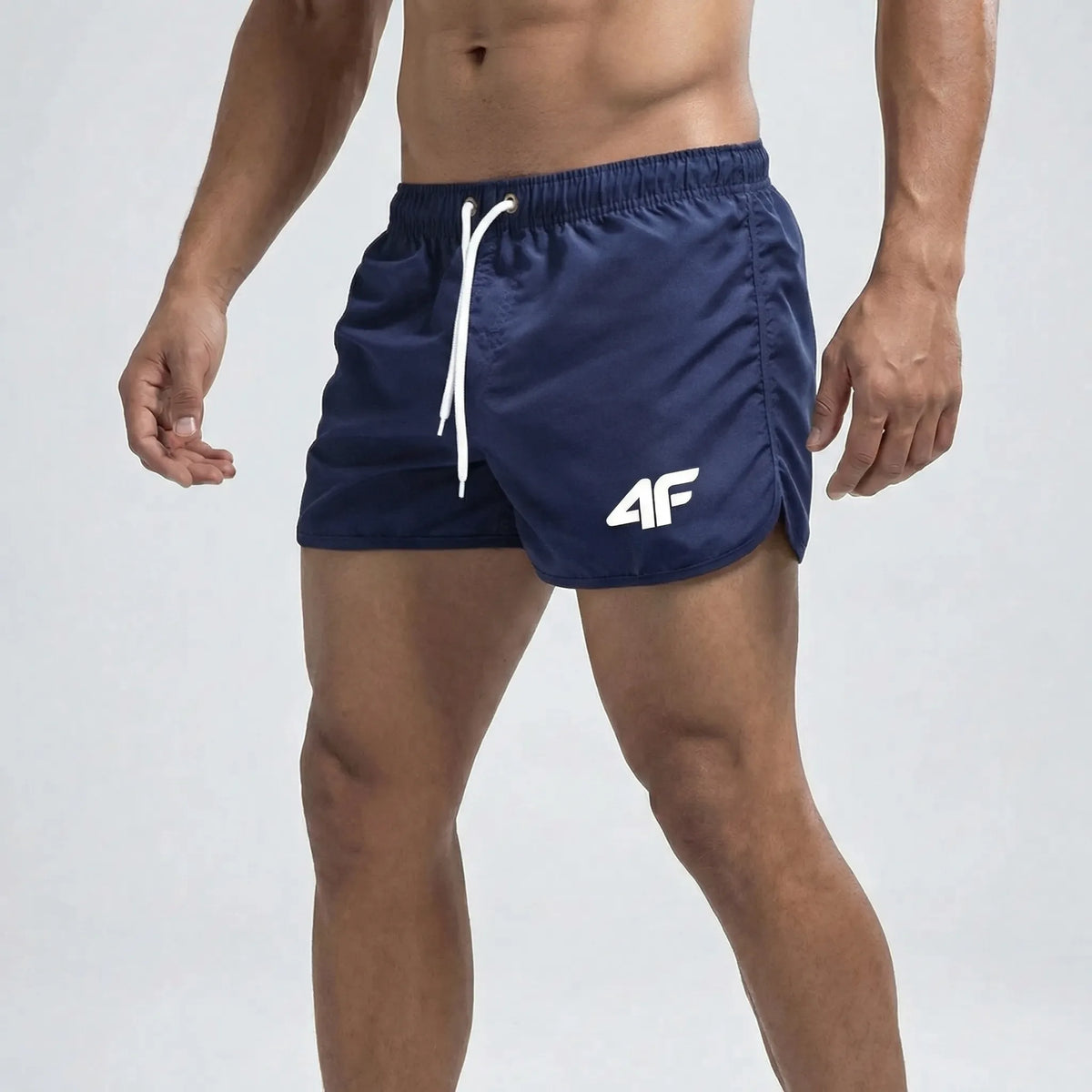 Men's short quick-dry swim shorts with adjustable drawstring