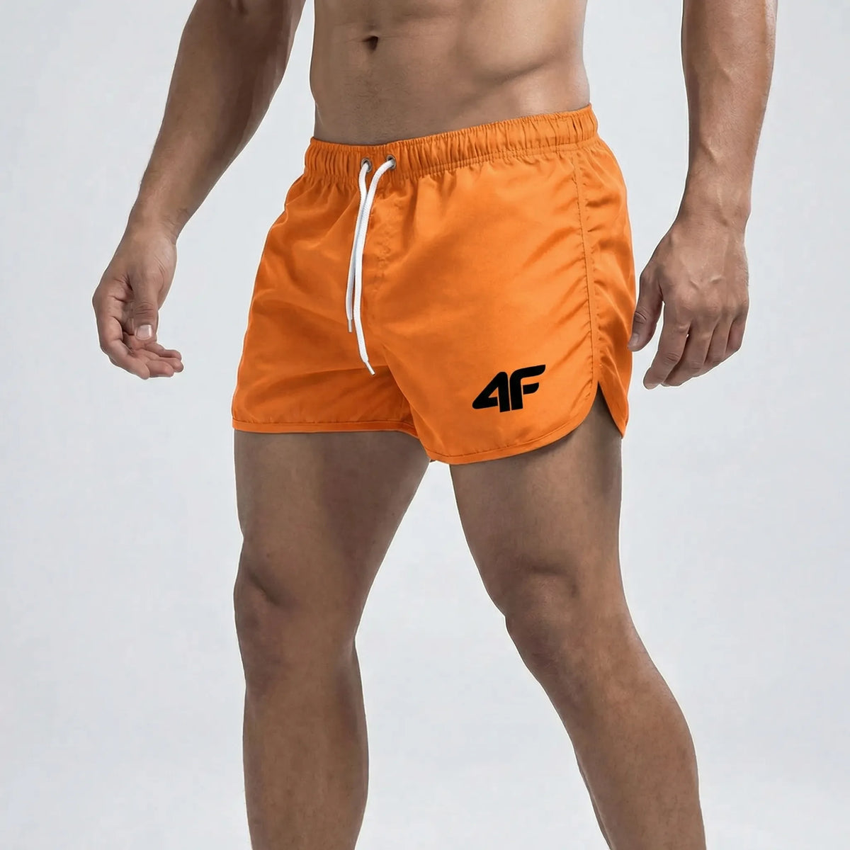 Men's short quick-dry swim shorts with adjustable drawstring