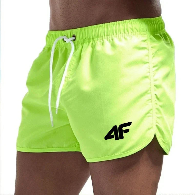 Men's short quick-dry swim shorts with adjustable drawstring