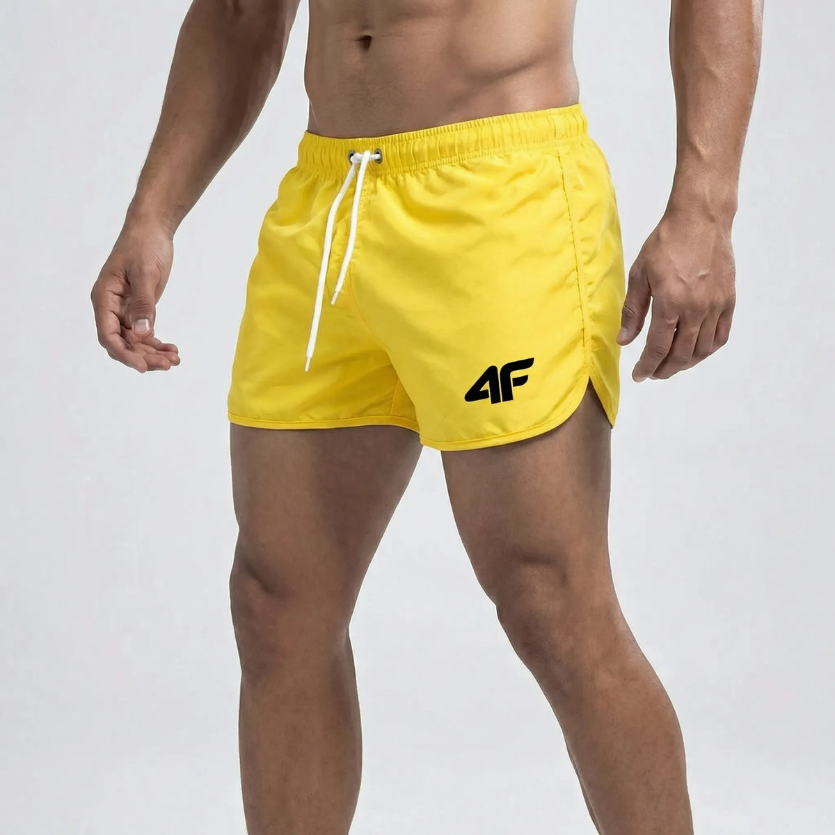 Men's short quick-dry swim shorts with adjustable drawstring