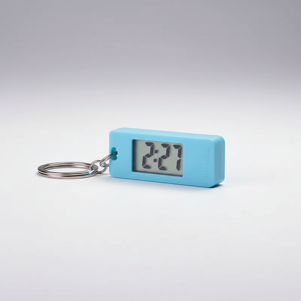 Mini LED keychain clock with compact digital display