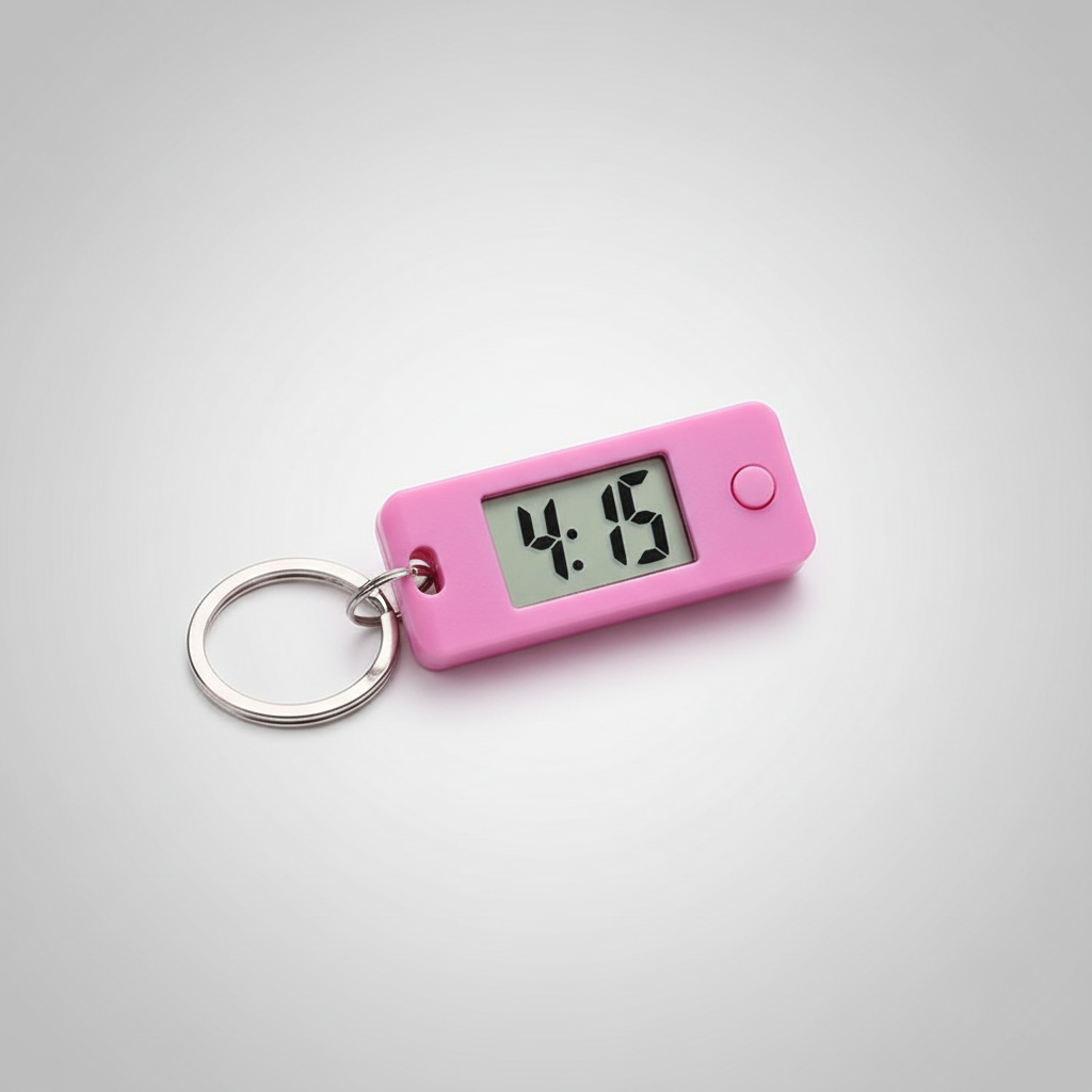 Mini LED keychain clock with compact digital display