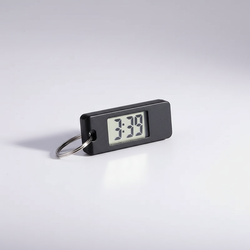 Mini LED keychain clock with compact digital display