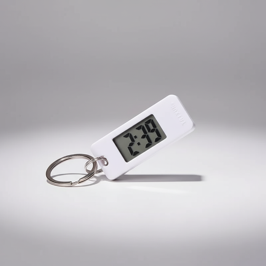 Mini LED keychain clock with compact digital display