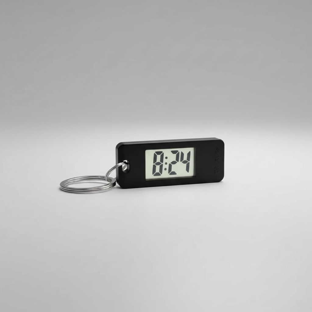 Mini LED keychain clock with compact digital display