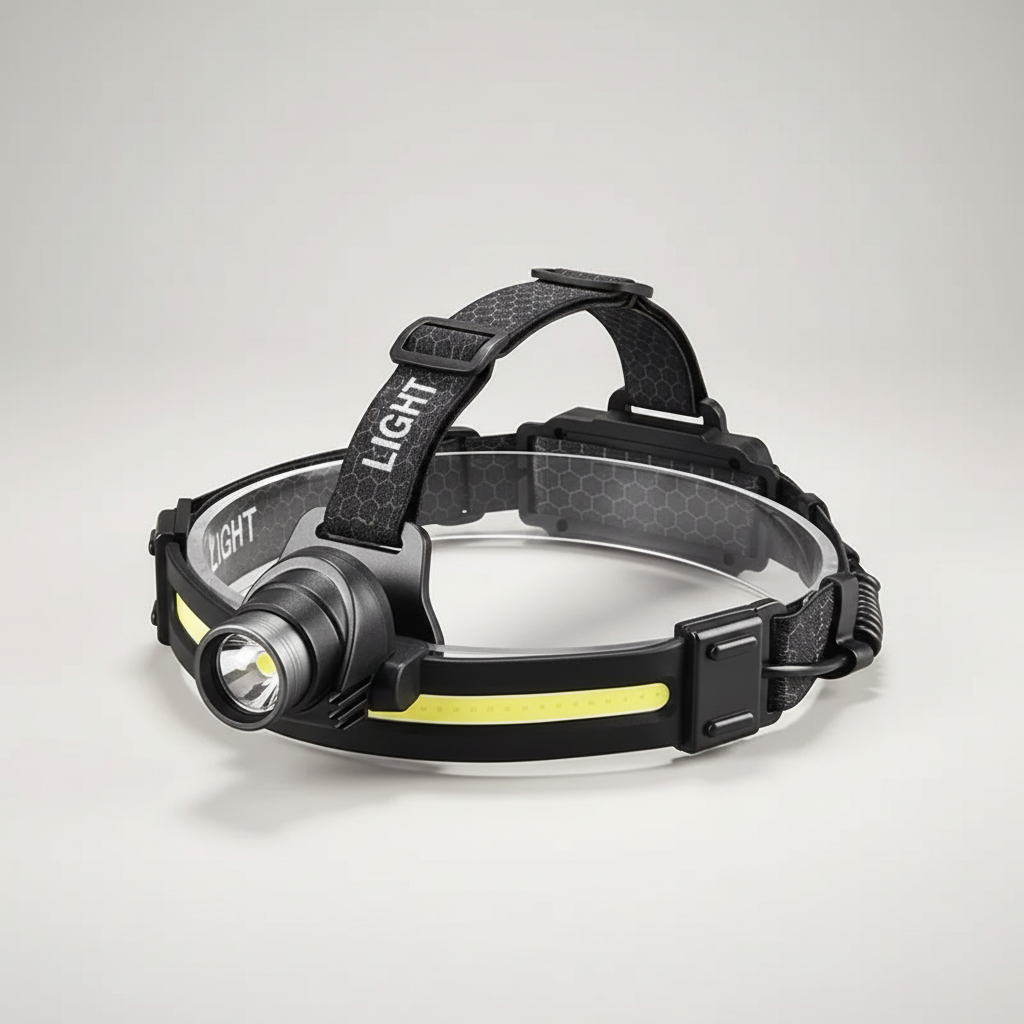 Rechargeable LED headlamp with dual beam and motion sensor