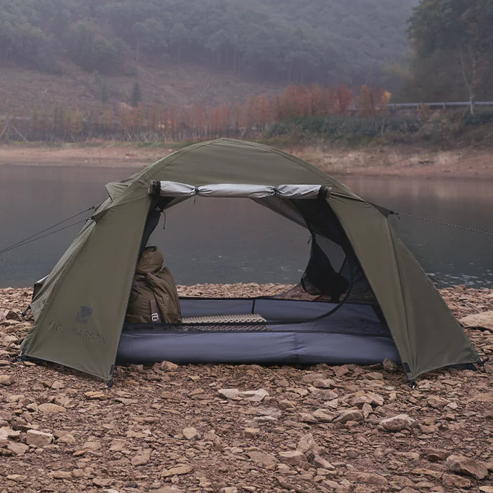 Two person dome tent with lightweight compact design and sun protection