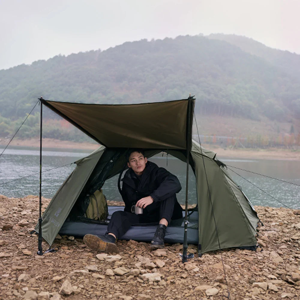 Two person dome tent with lightweight compact design and sun protection